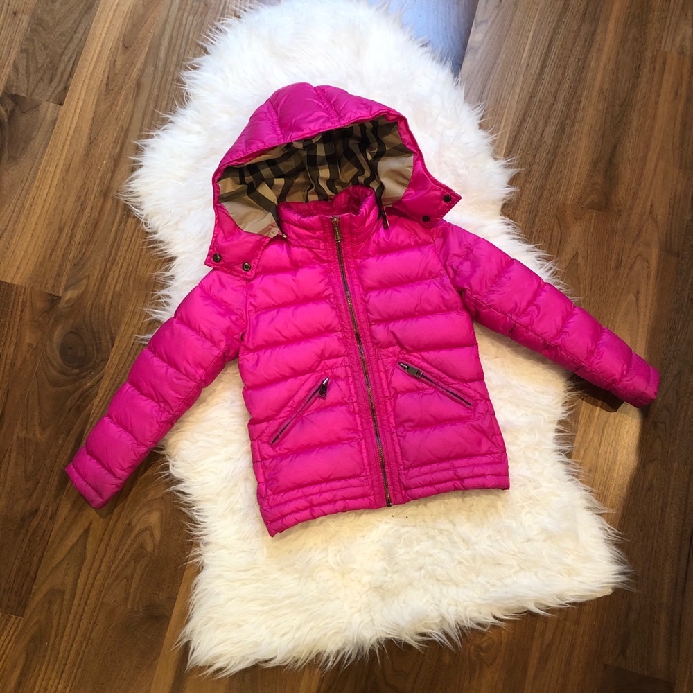 BURBERRY PINK PUFFER COAT GIRLS SIZE 7 YRS